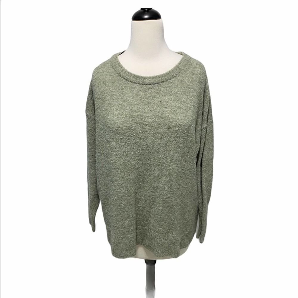 Divided Alpaca‎ Wool Fuzzy Sweater Green Large